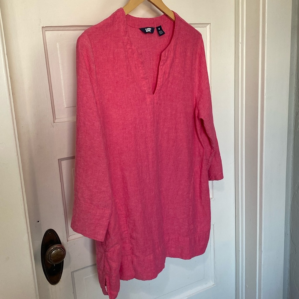 Lands End - Pink Linen Tunic Top - size medium